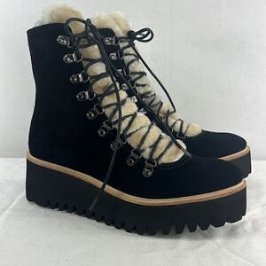 All Black Sherpa 2020 F Lace-Up Combat Booties- Black- Size 36 EU/ 5.5 US- NIB